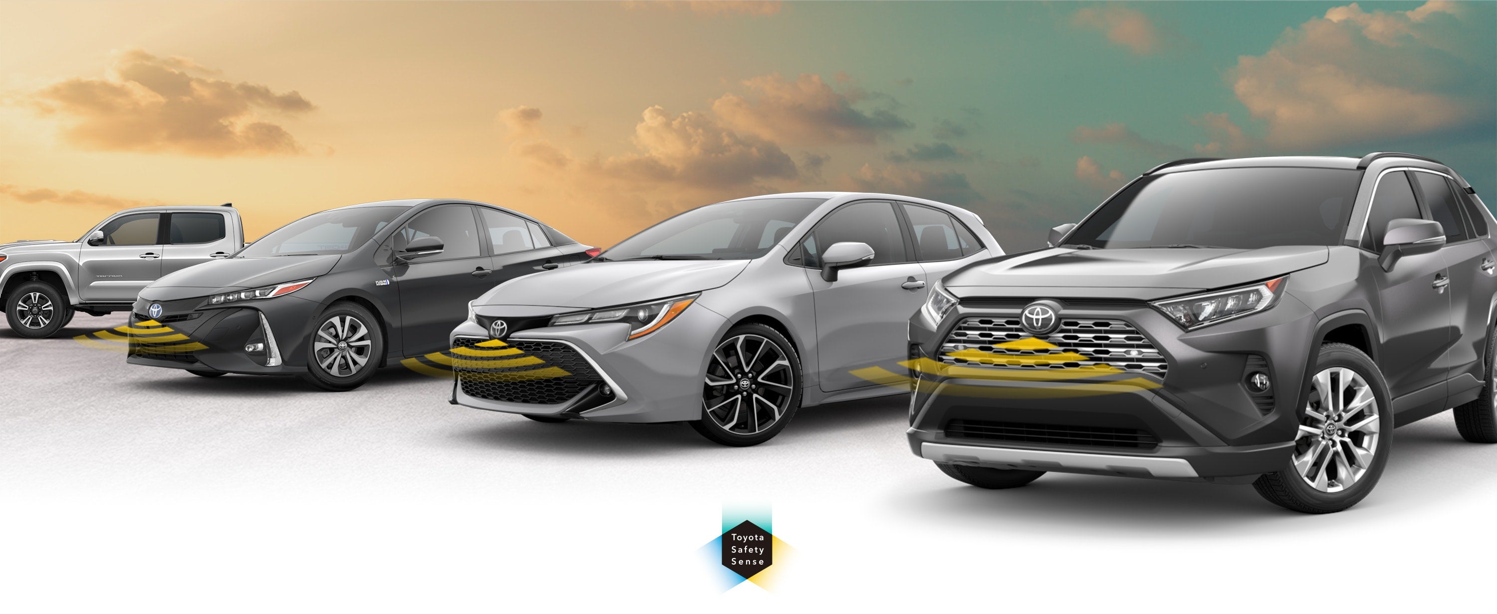 Toyota Safety Sense: Designed for Safety. Options shown on Toyota models including RAV4, Tacoma, and Camry, available now at Ardmore Toyota in Ardmore PA.