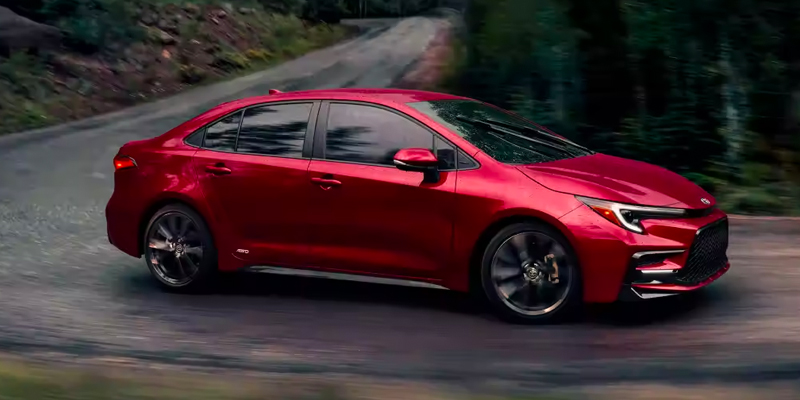 A used Toyota Corolla taking a powerful turn in Ardmore, PA