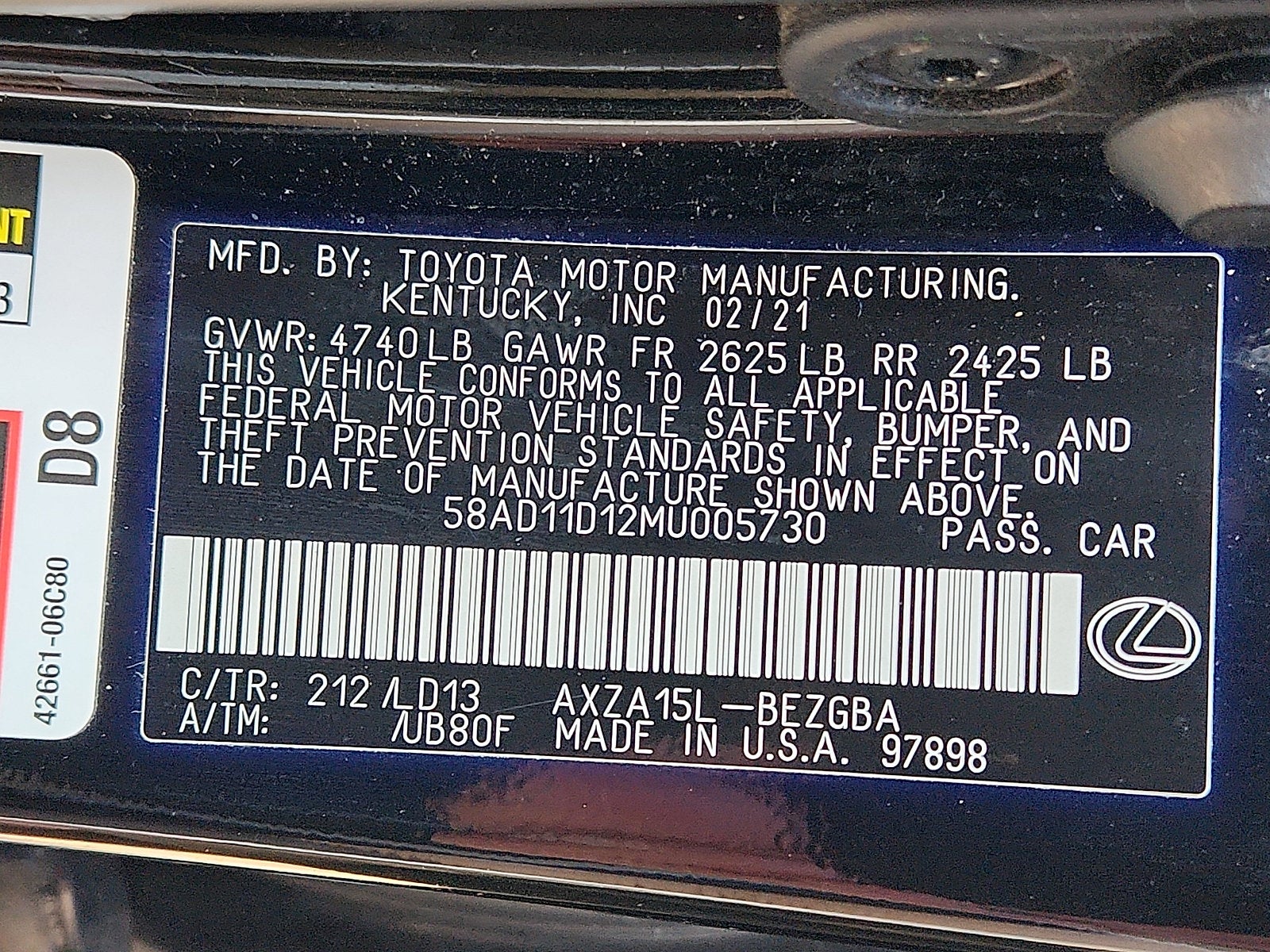 2021 Lexus ES ES 250