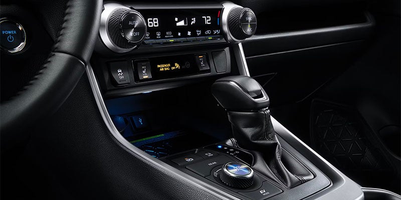 The center console of the 2025 Toyota RAV4 in Ardmore, PA