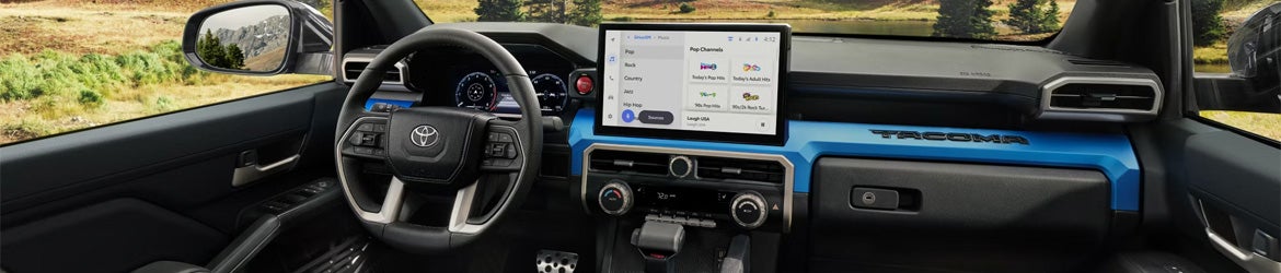 The center console of the 2025 Toyota Tacoma in Ardmore, PA